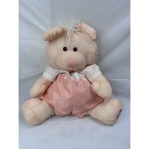 Fisher Price Vintage 1986 PUFFALUMP Orange Peach Bear Cub #8006 W/ Outfit